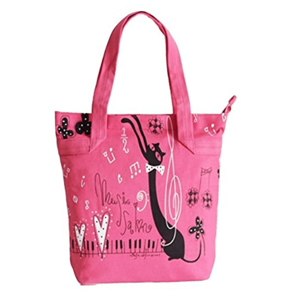 Music Themed Tote Bag - Cat (Pink) - PartyErasers