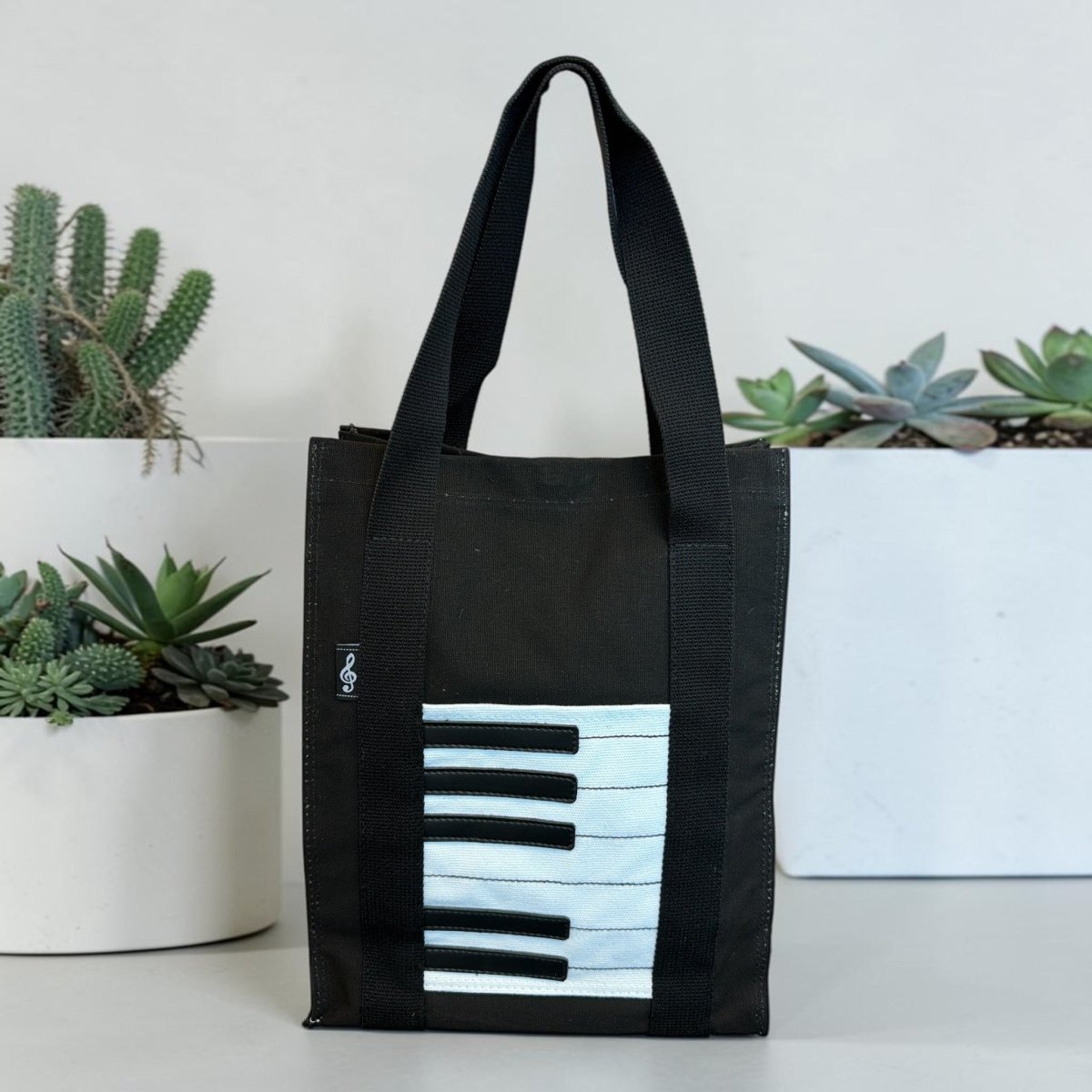 Music Themed Tote Bag - Keyboard Design (Black) - PartyErasers