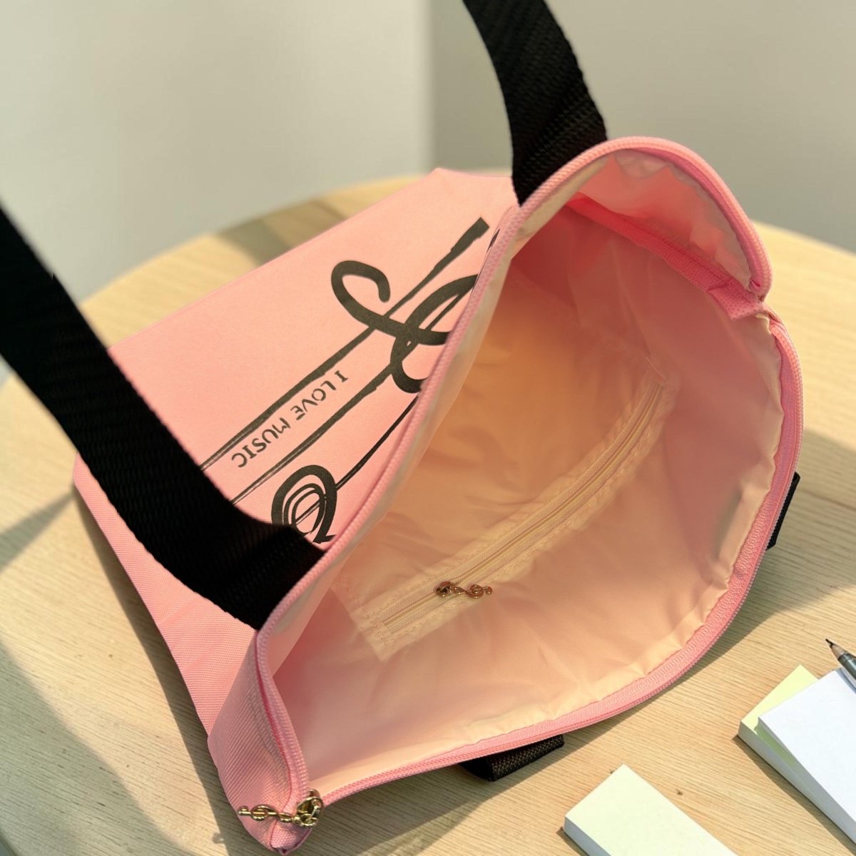 Music Themed Tote Bag – Treble Clef Music (Pink) - PartyErasers