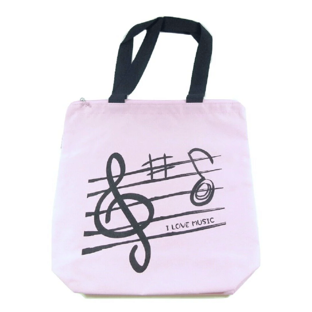 Music Themed Tote Bag – Treble Clef Music (Pink) - PartyErasers