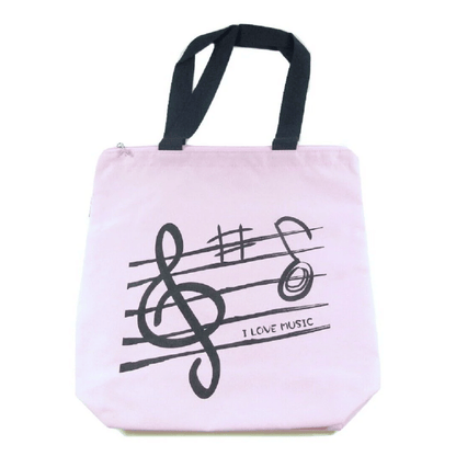Music Themed Tote Bag – Treble Clef Music (Pink) - PartyErasers
