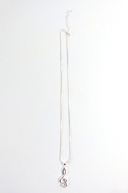 Music Themed Treble Clef Pendant with Crystal Necklace - PartyErasers