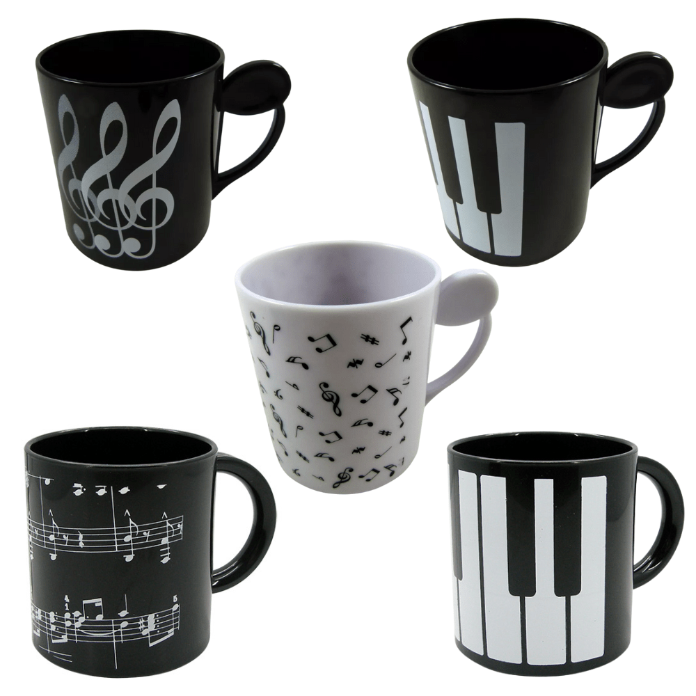 Music Themed White Treble Clef Design 250ml Plastic Drinking Mug - PartyErasers