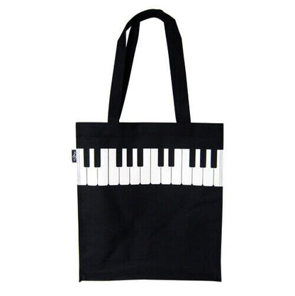 Music Themed Zipper Tote Bag - Piano Key (Black) - PartyErasers