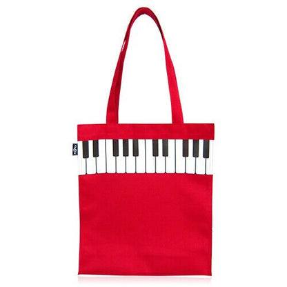 Music Themed Zipper Tote Bag - Piano Key (Red) - PartyErasers
