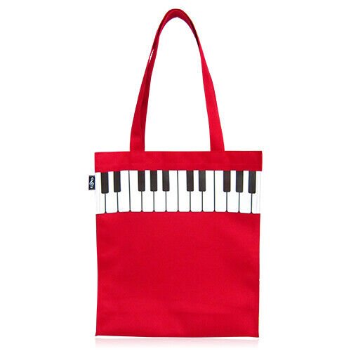 Music Themed Zipper Tote Bag - Piano Key (Red) - PartyErasers