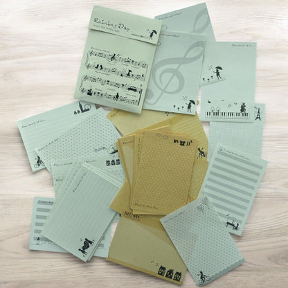 Musical Notes Memo Paper Set in a Pouch (75 Sheets, 25 Designs) - PartyErasers