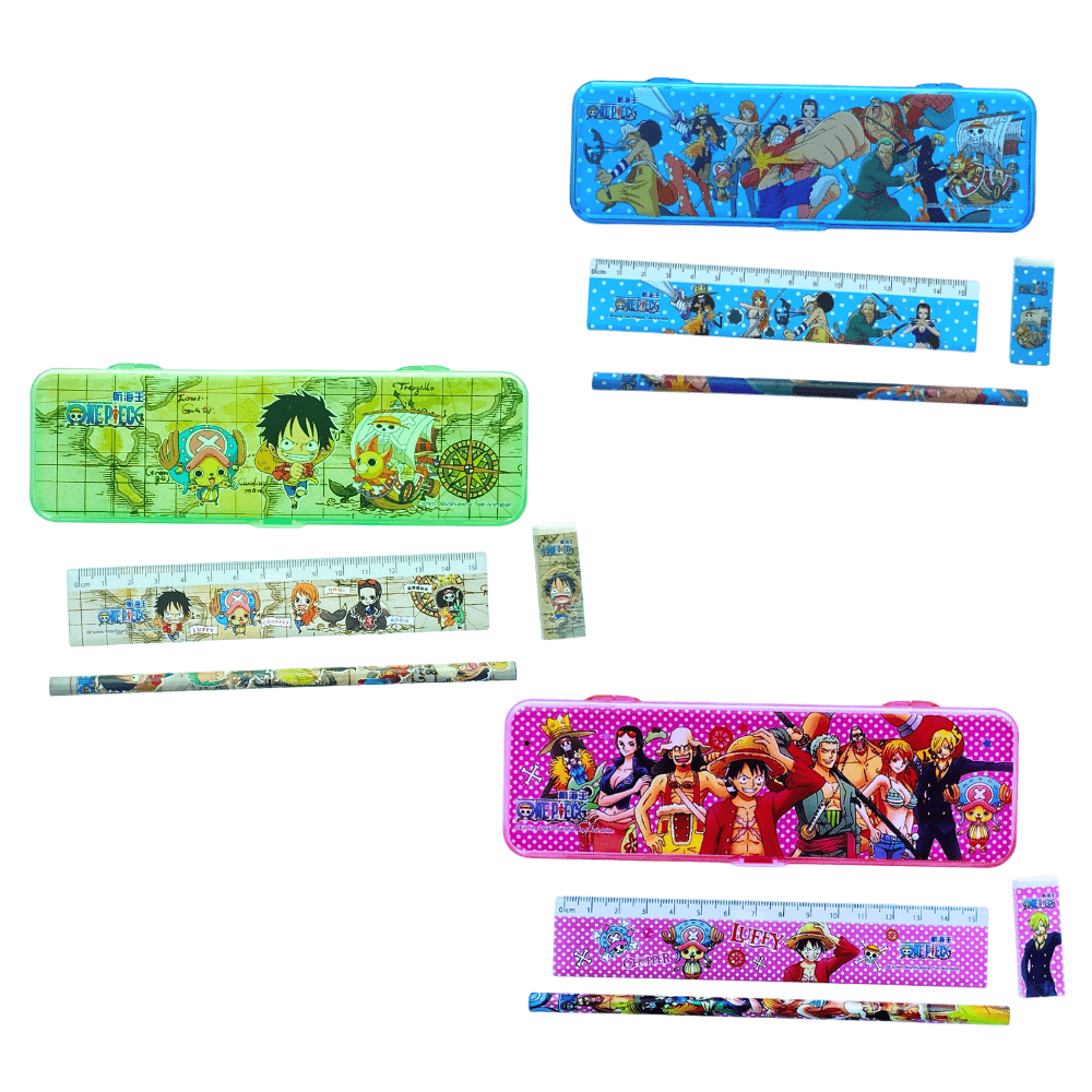 One Piece Manga Anime Stationery Plastic Pencil Case Set - PartyErasers