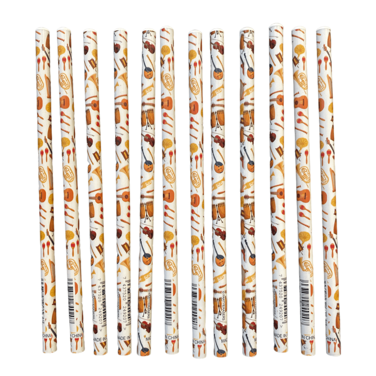 Pack of 12pcs Music Themed Colourful Music Instruments HB Pencils - PartyErasers