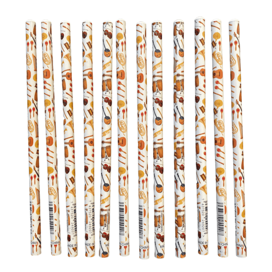 Pack of 12pcs Music Themed Colourful Music Instruments HB Pencils - PartyErasers