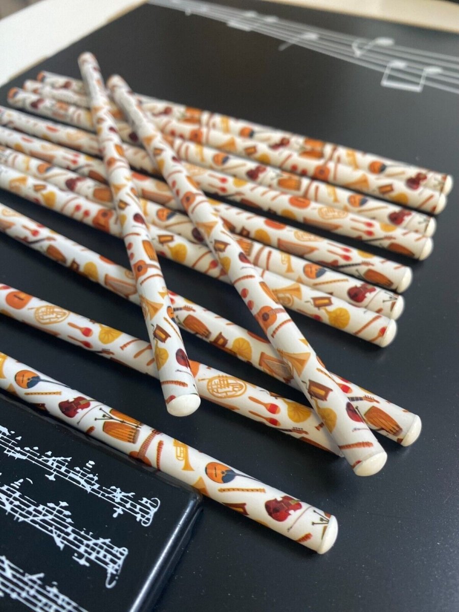 Pack of 12pcs Music Themed Colourful Music Instruments HB Pencils - PartyErasers