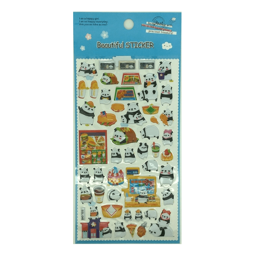 Panda Gel Stickers - I Love Food - PartyErasers