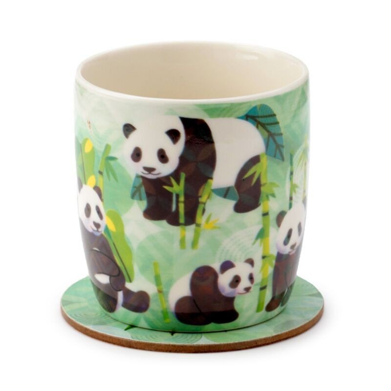Panda Kingdom Porcelain Mug & Coaster Set Birthday Gift Present - PartyErasers