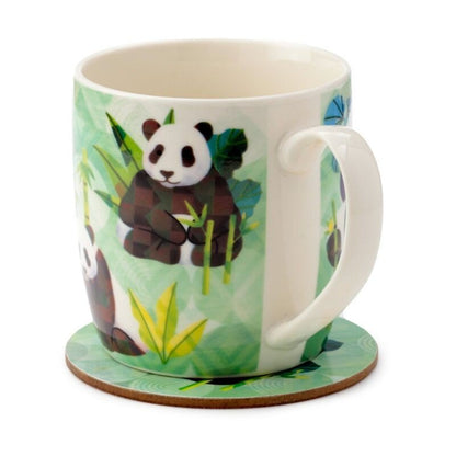 Panda Kingdom Porcelain Mug & Coaster Set Birthday Gift Present - PartyErasers