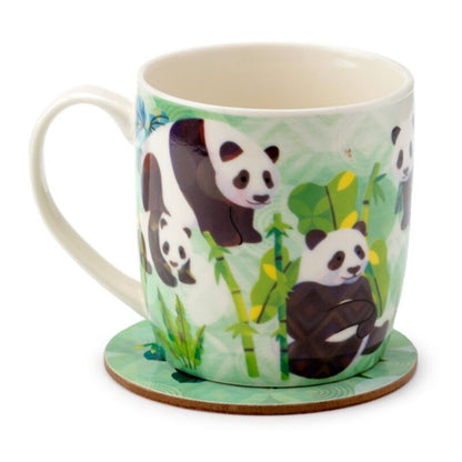 Panda Kingdom Porcelain Mug & Coaster Set Birthday Gift Present - PartyErasers