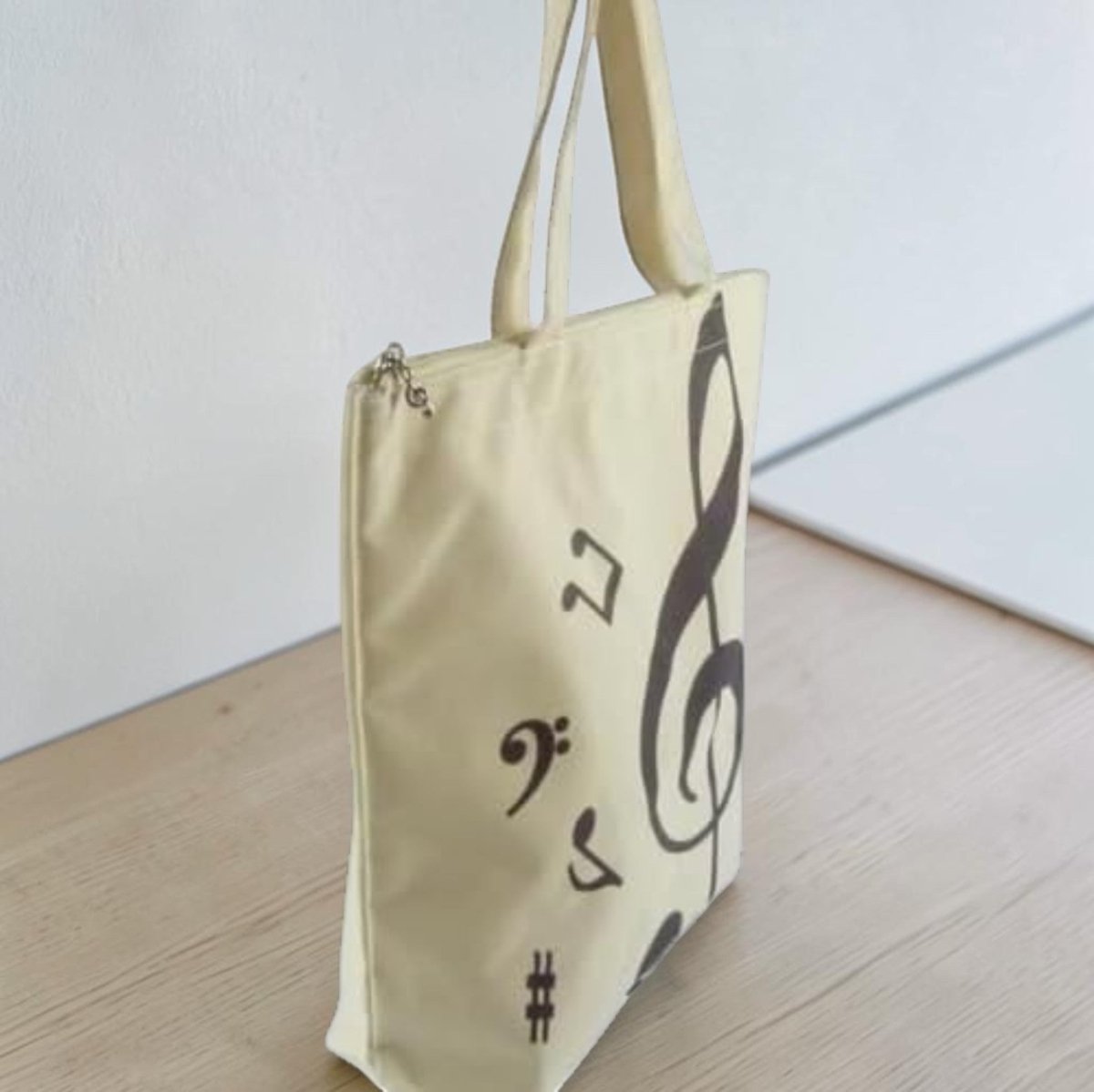 PartyErasers Music Themed Beige Tote Bag (Treble Clef) - PartyErasers