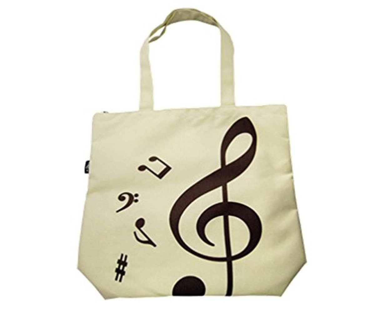 PartyErasers Music Themed Beige Tote Bag (Treble Clef) - PartyErasers