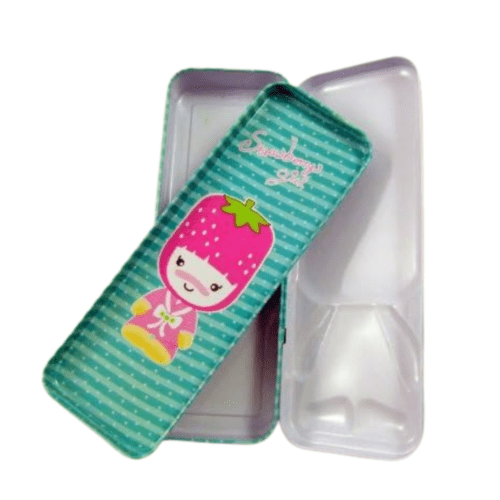 Pink strawberry fruit baby Large Metal Pencil Case Box - PartyErasers