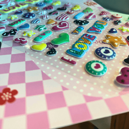 Puffy Stickers Heart Shape, Love, I Love You Party Bag, Scrapbook, Valentines - PartyErasers