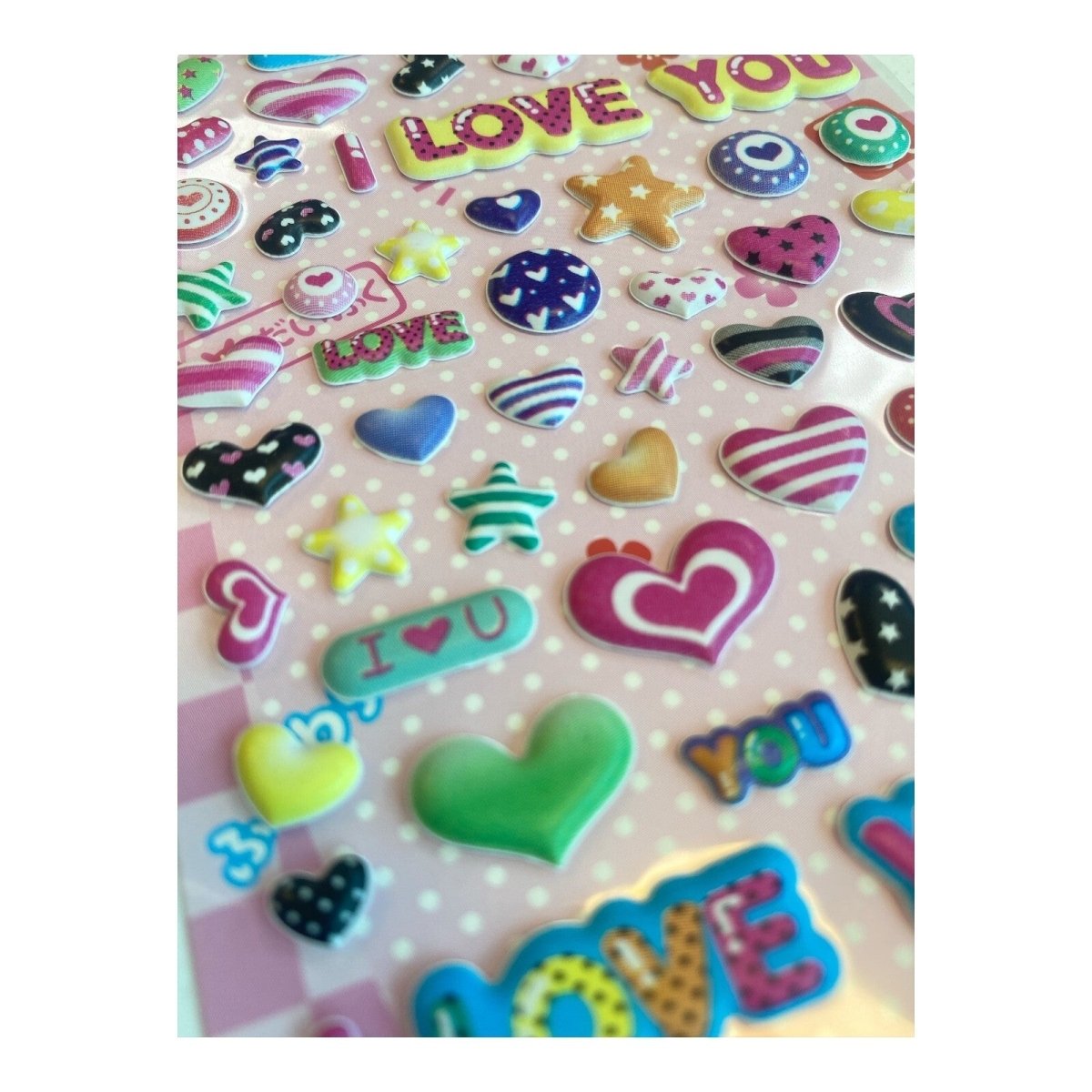 Puffy Stickers Heart Shape, Love, I Love You Party Bag, Scrapbook, Valentines - PartyErasers