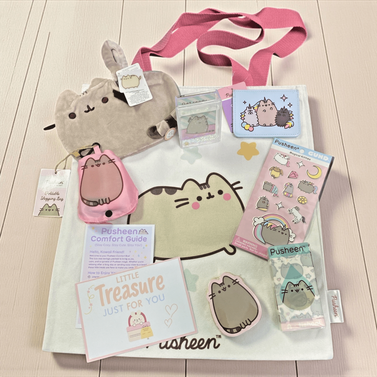 Pusheen Gift Hamper Cat Lover Set Tote Bag Stickers Plush Cute Kawaii Box - PartyErasers