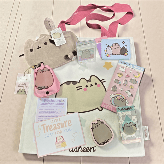 Pusheen Gift Hamper Cat Lover Set Tote Bag Stickers Plush Cute Kawaii Box - PartyErasers