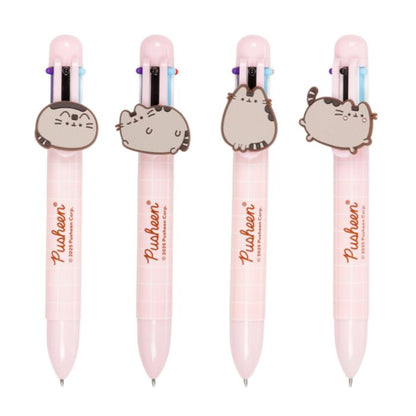 Pusheen the Cat Multi Colour Pen with Charm (6 Colours) - PartyErasers