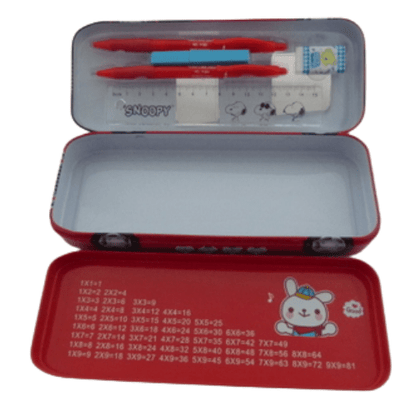 Racing Car Shape Metal Stationery Set - Animal Friends Design - Red - PartyErasers