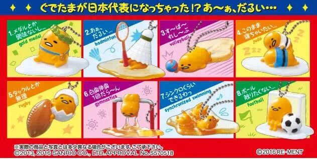 Re - Ment Miniature Gudetama Egg Olympic Sports Champion (Full set 8pcs) - PartyErasers