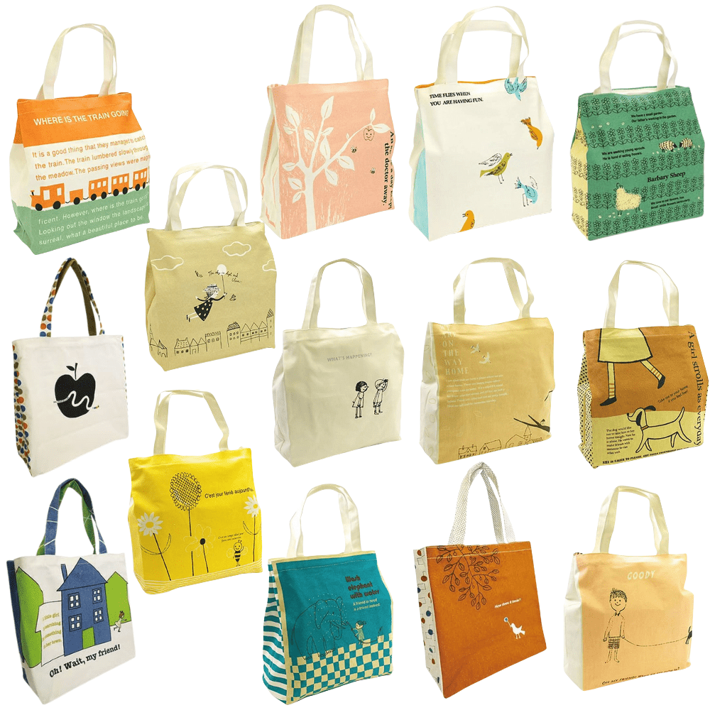 Shinzi Katoh Cotton Zipper Tote Bag with Pockets and Zipper for Shopping or Work - PartyErasers