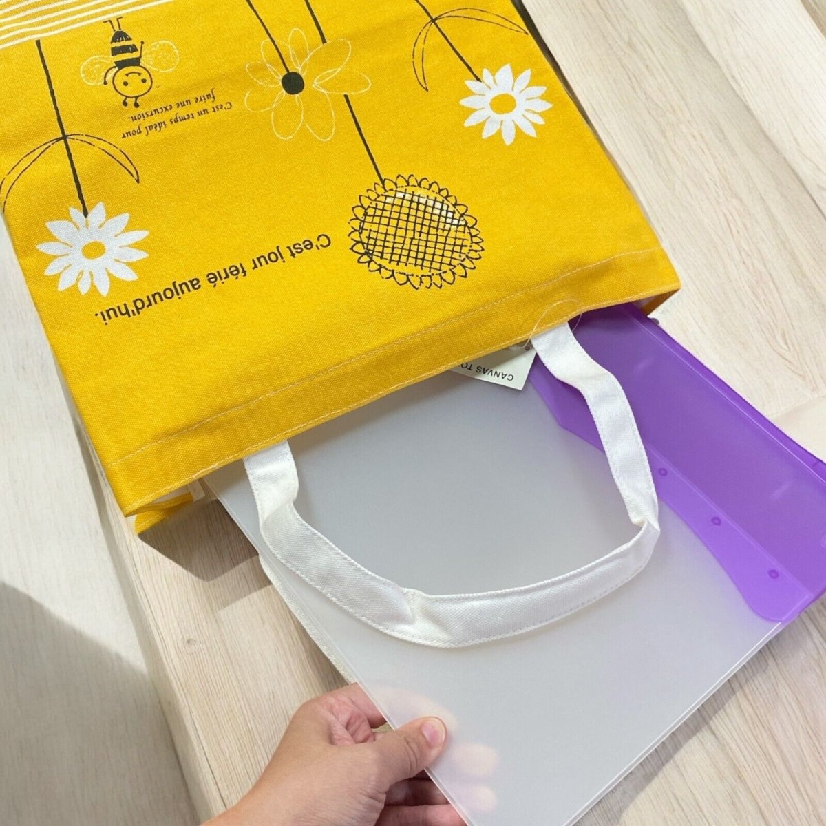 Shinzi Katoh Cotton Zipper Tote Bag with Pockets and Zipper for Shopping or Work - PartyErasers