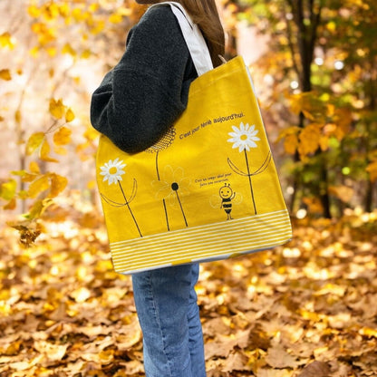 Shinzi Katoh Cotton Zipper Tote Bag with Pockets and Zipper for Shopping or Work - PartyErasers