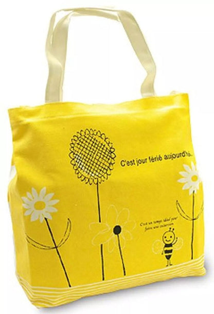 Shinzi Katoh Cotton Zipper Tote Bag with Pockets and Zipper for Shopping or Work - PartyErasers