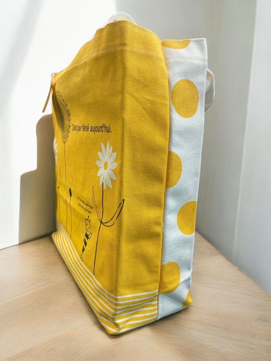 Shinzi Katoh Cotton Zipper Tote Bag with Pockets and Zipper for Shopping or Work - PartyErasers