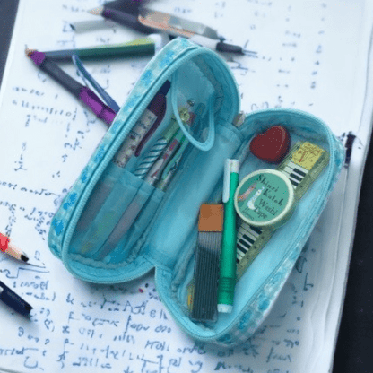 Shinzi Katoh Multi Purpose Pencil/Pen Case PVC Zipper Pouch Office School - PartyErasers