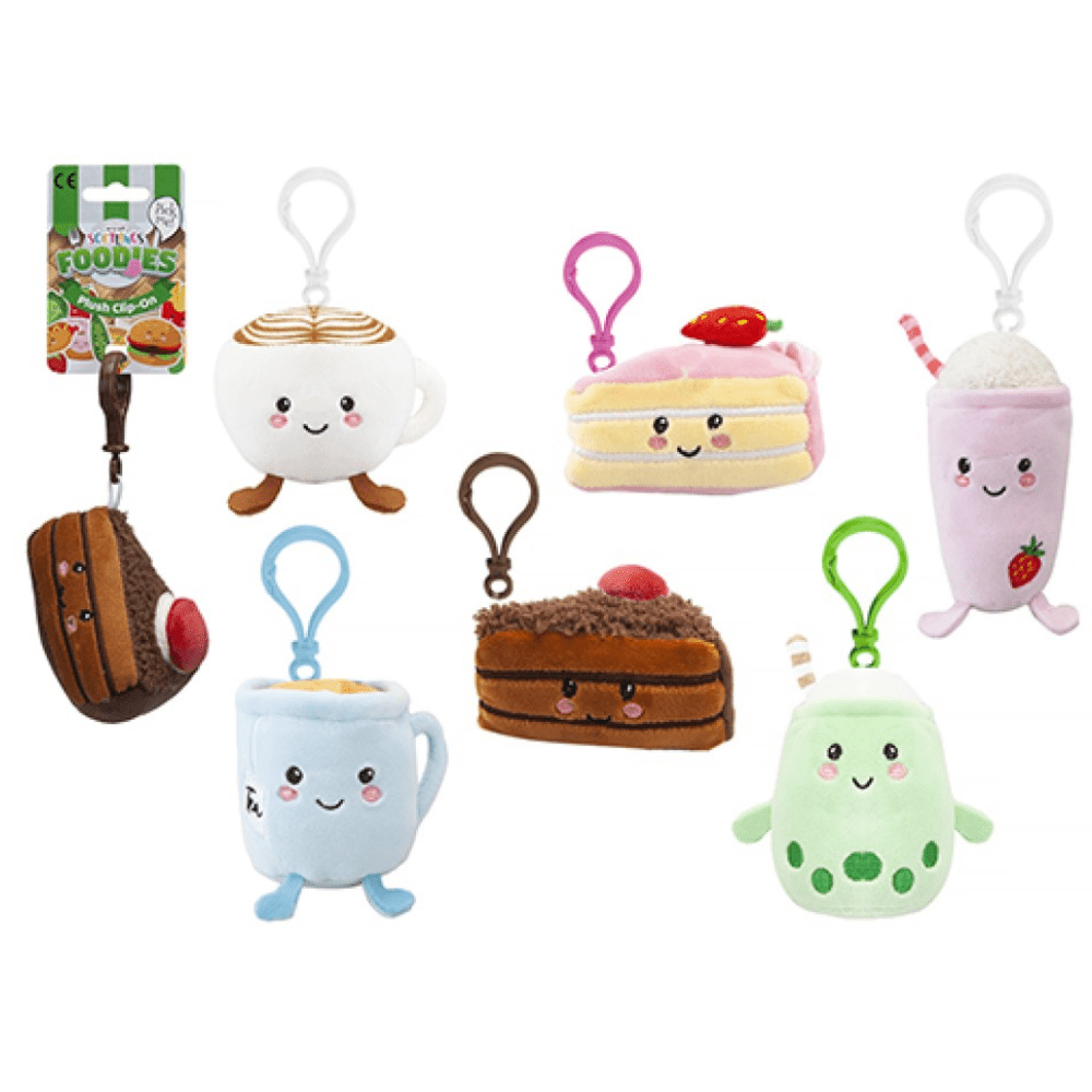 Softlings Cafe Foodies Plush Clip On 12cm Cake Coffee Bubble Tea Milkshake - PartyErasers