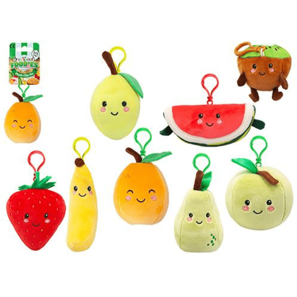 Softlings Fruits Foodies Plush Clip On 12cm lemon kiwi apple pear orange banana - PartyErasers