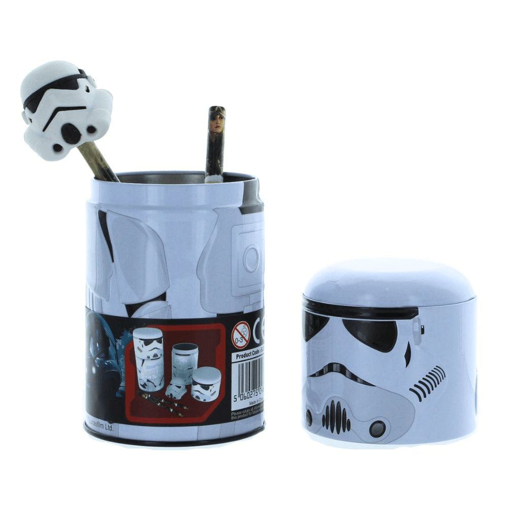 Star Wars Rogue One Desktop Stormtrooper Tin Stationery Set Pencil Holder Eraser - PartyErasers
