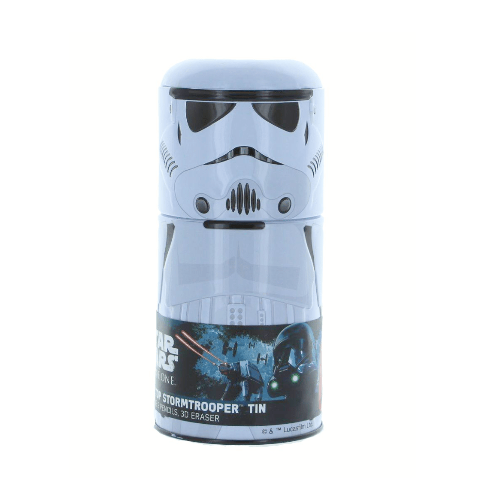 Star Wars Rogue One Desktop Stormtrooper Tin Stationery Set Pencil Holder Eraser - PartyErasers