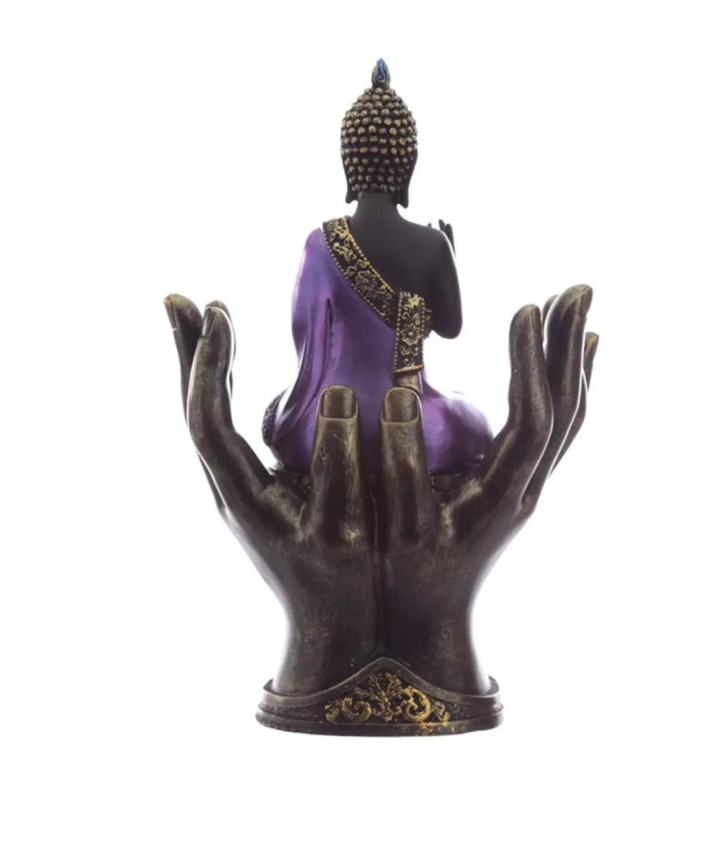 Thai Buddha In Hands Meditating Ornament Purple Black Mindfulness Statue - PartyErasers
