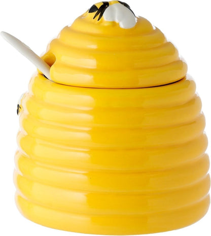 The Nectar Meadows Ceramic Beehive Pot and Spoon Kitchenware - PartyErasers