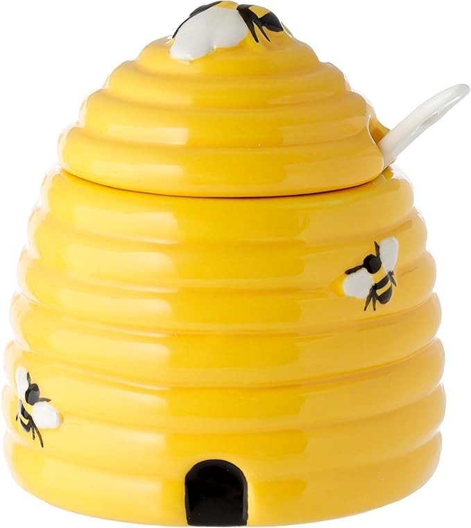 The Nectar Meadows Ceramic Beehive Pot and Spoon Kitchenware - PartyErasers