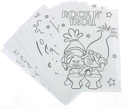 Trolls Movie A4 Poster Set Colouring and Sticker set - PartyErasers