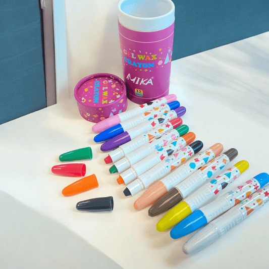 Twistable Gel Wax Crayon 12 Colours for School Students Classroom Art & Craft - PartyErasers