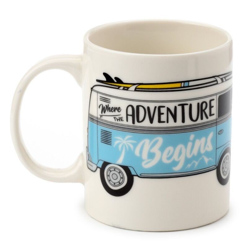 Volkswagen VW T1 Camper Bus Surf Begins Porcelain Mug - PartyErasers