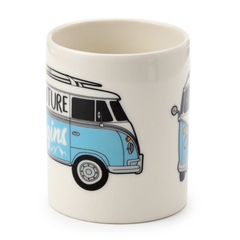 Volkswagen VW T1 Camper Bus Surf Begins Porcelain Mug - PartyErasers
