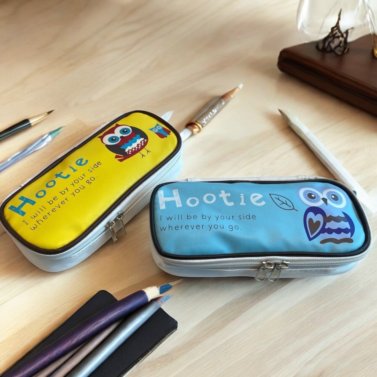 Wholesale 6pcs Hootie Owl Big Capacity Pen Case Stationery Pouch Cosmetic Case - PartyErasers