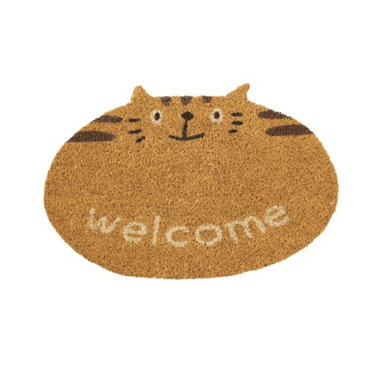 ZAKKAUK TABBY Coir Entrance Mat - Brown Cat from Japan - PartyErasers